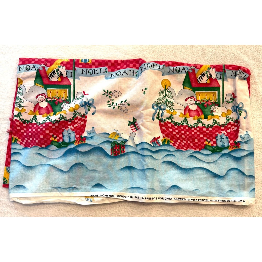 Vintage Daisy Kingdom Noah Noel Border Christmas Fabric 1997 Cotton 2 Yards